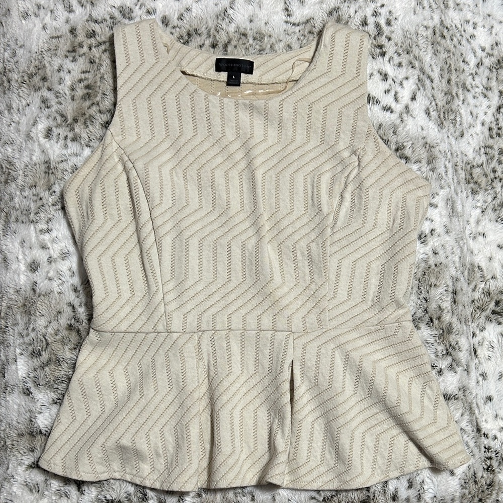 Worthington Cream Peplum Blouse